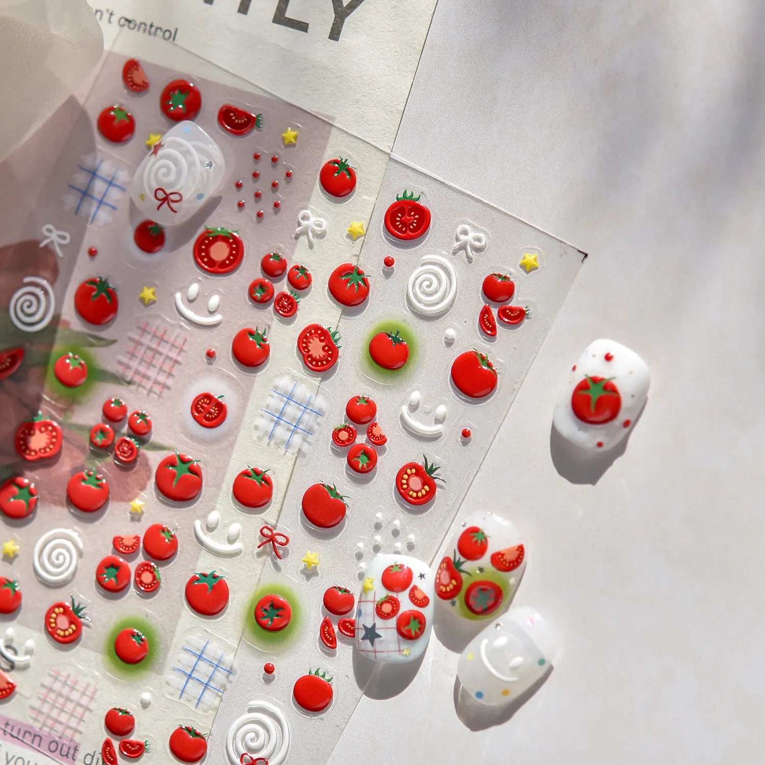 5D Cute Tomato Nail Stickers | Cottagecore