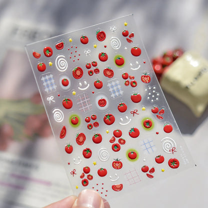 5D Cute Tomato Nail Stickers | Cottagecore