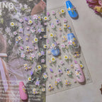 5D Embossed Daisy Nail Stickers with Rhinestones