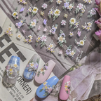 5D Embossed Daisy Nail Stickers with Rhinestones