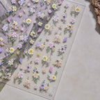 5D Embossed Daisy Nail Stickers with Rhinestones