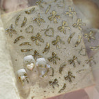 5D Gold Bow Nail Stickers | Coquette Nail Art Decals