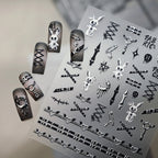 5D Goth Punk Nail Decals | Creepy Bunny & Corset Stickers - M1221