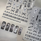 5D Goth Punk Nail Decals | Creepy Bunny & Corset Stickers - M1221
