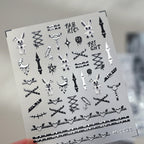 5D Goth Punk Nail Decals | Creepy Bunny & Corset Stickers - M1221