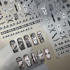 5D Goth Punk Nail Decals | Creepy Bunny & Corset Stickers - M1221