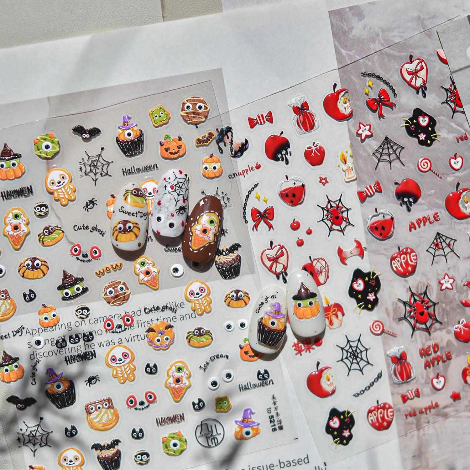 5D Halloween Pumpkin Nail Stickers Spooky Ghost Skull Decals 5207