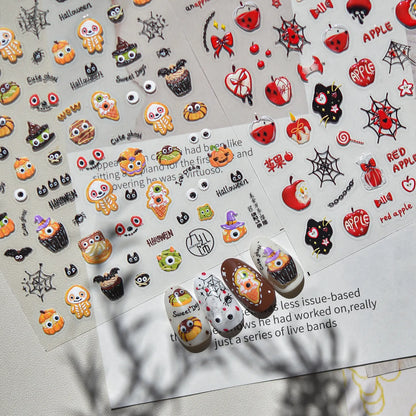 5D Halloween Pumpkin Nail Stickers Spooky Ghost Skull Decals