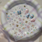 5D Holographic Nail Stickers – Stars, Moons & Floral Medallion Decals MS819