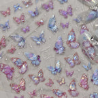 5D Iridescent Butterfly Nail Stickers - Pink & Purple Glitter Y2K Aesthetic to3770