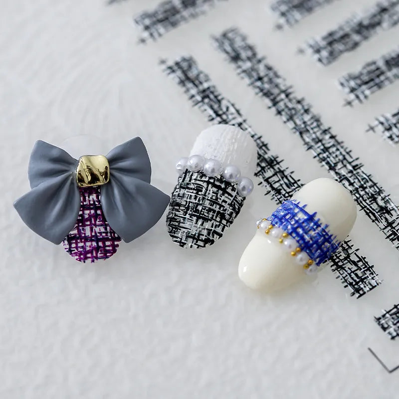 5D Knitting Design Nail Art Sticker Decals