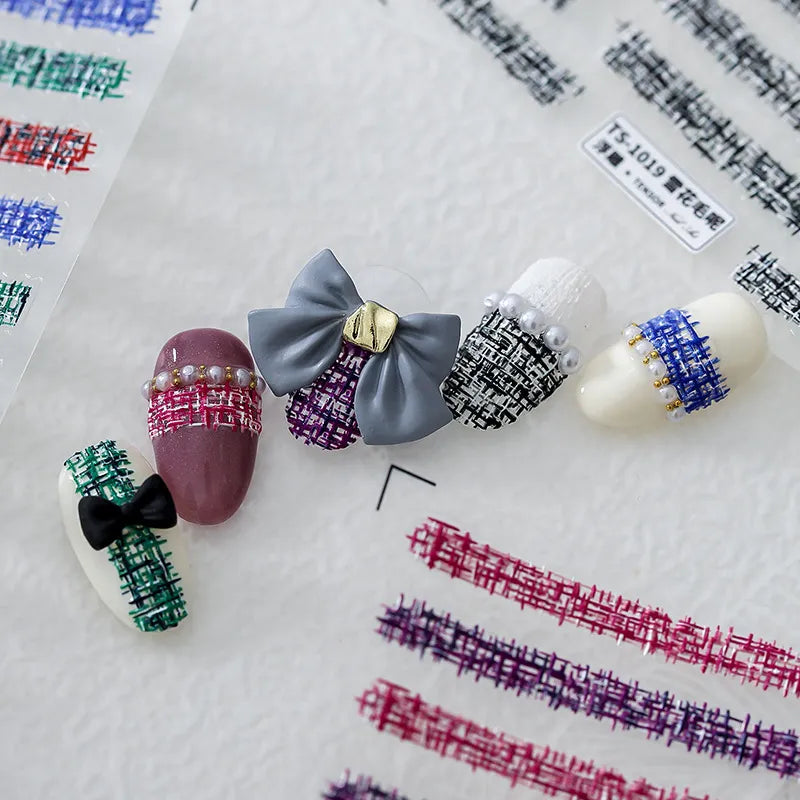 5D Knitting Design Nail Art Sticker Decals