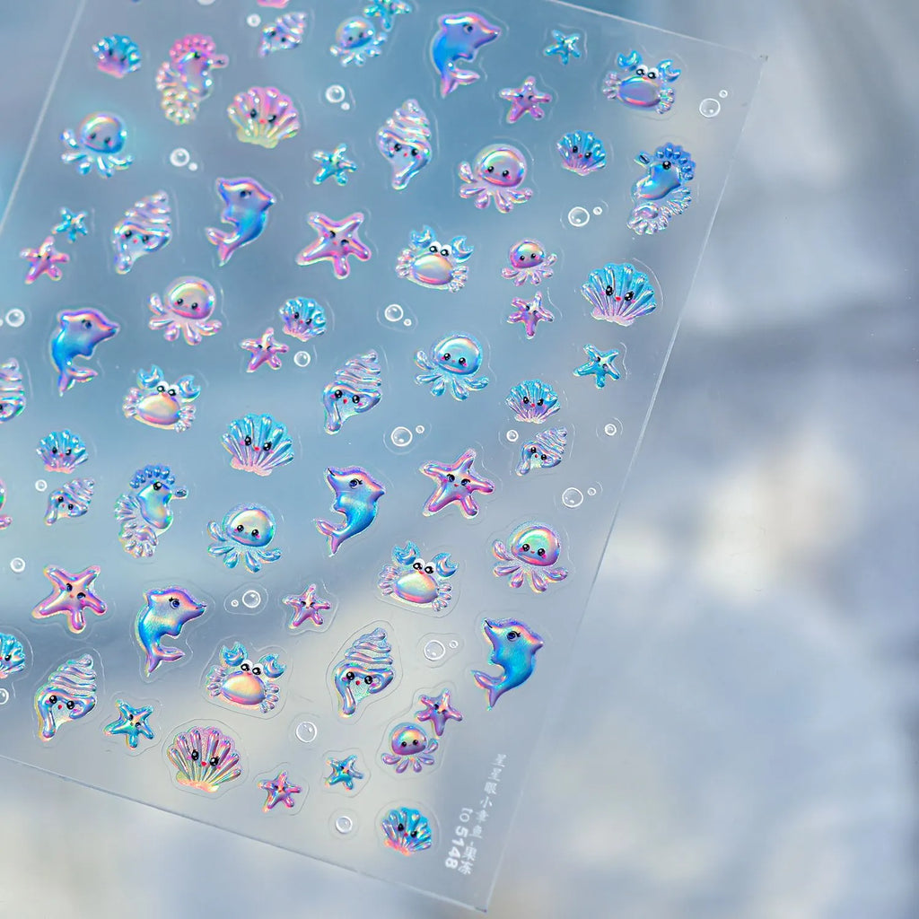 5D Ocean Animal Nail Stickers – Cute Holographic Sea Creatures to5148
