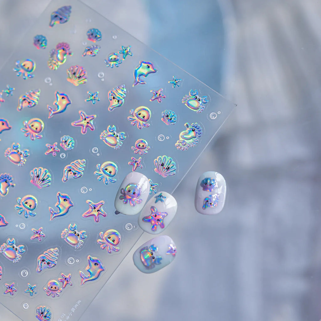 5D Ocean Animal Nail Stickers – Cute Holographic Sea Creatures to5148