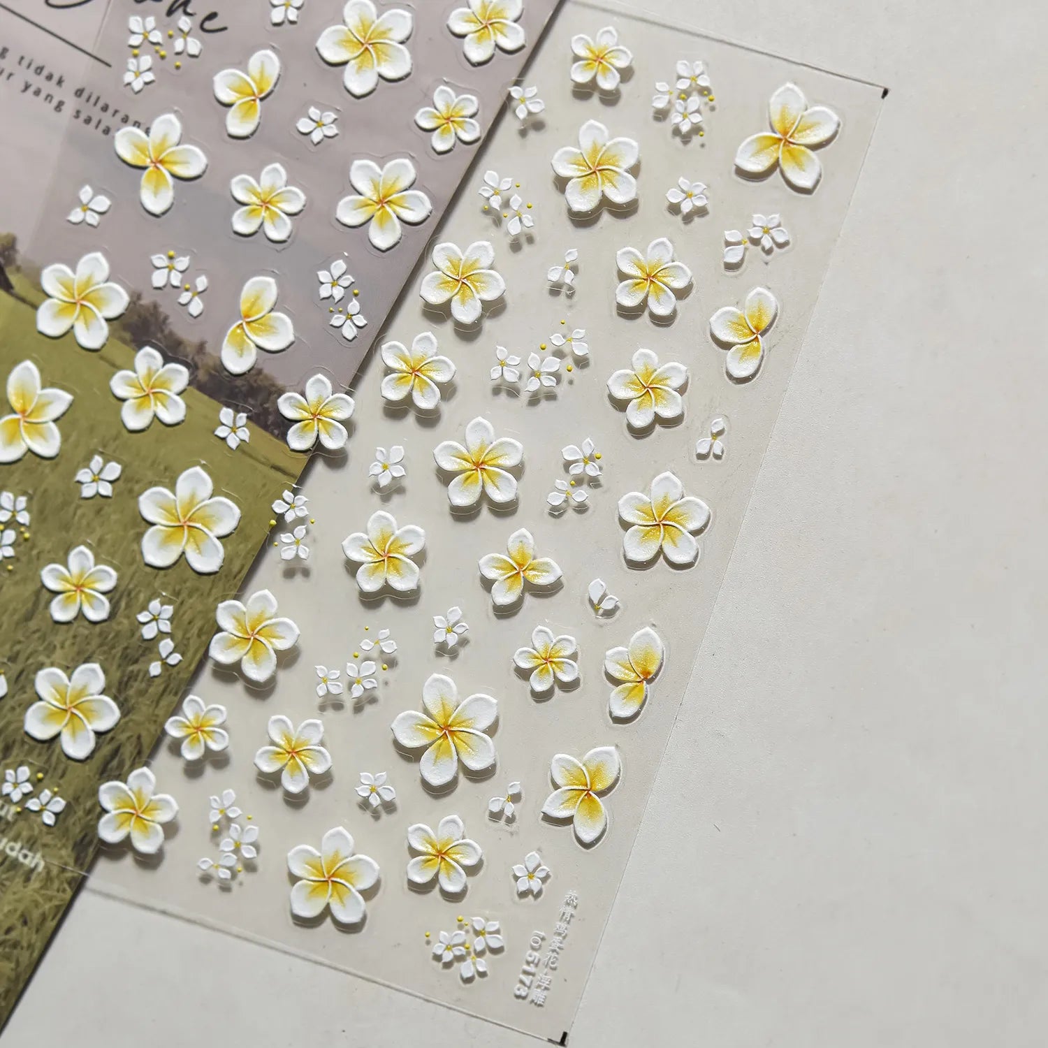 5D Plumeria Nail Stickers | Embossed Tropical Flower Decals