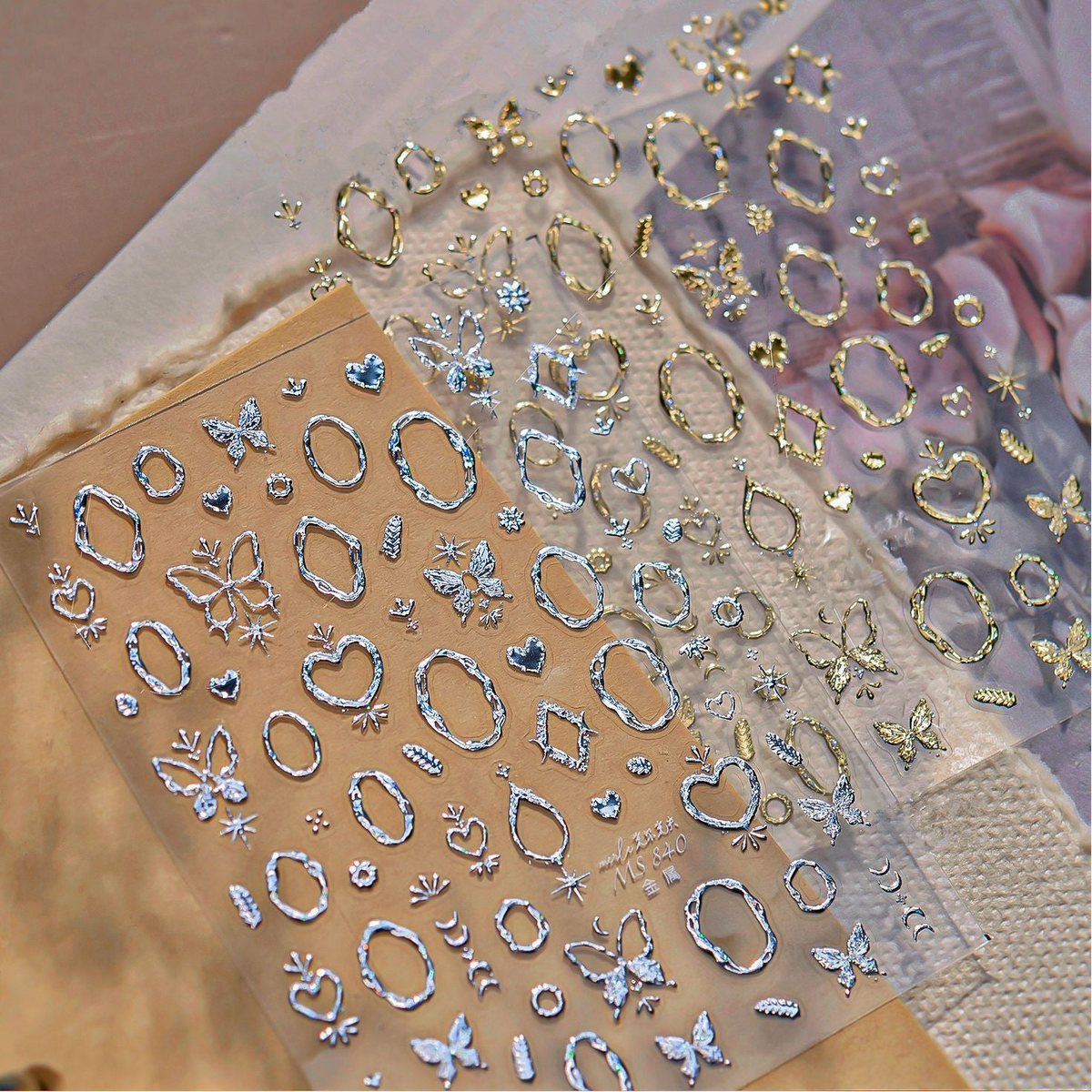 5D Aurora Gem Nail Stickers | Y2K Iridescent Crystal Chrome Nail Art Decals 832