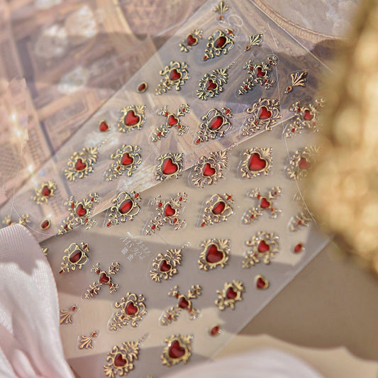 5D Baroque Red Heart & Cross Stickers MS904