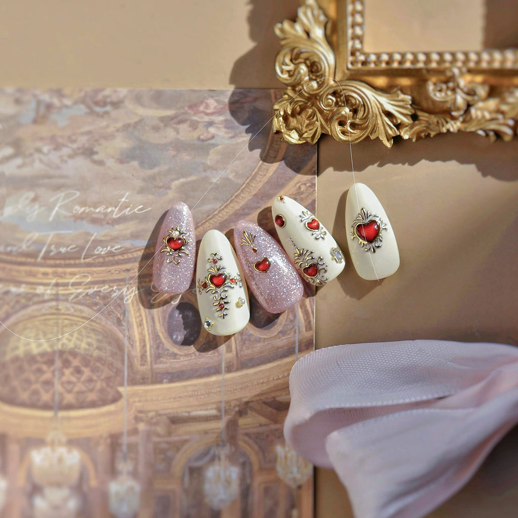 5D Baroque Red Heart & Cross Stickers MS904