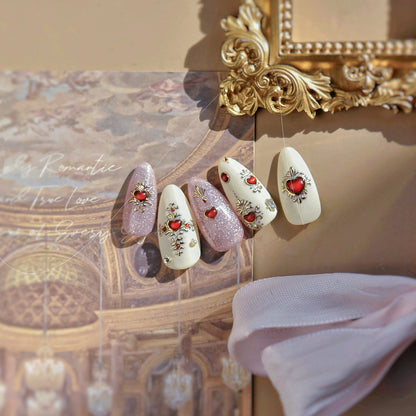 5D Baroque Red Heart & Cross Stickers MS904