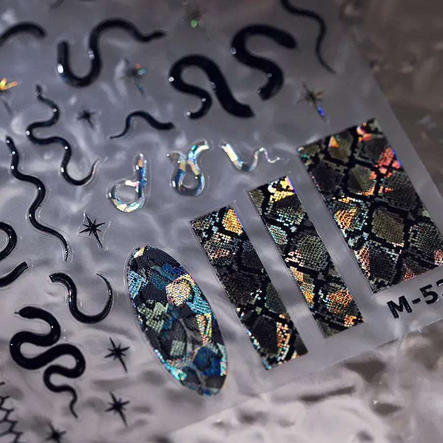 5D Black Snake Nail Sticker Snakeskin Sticker Decals M525