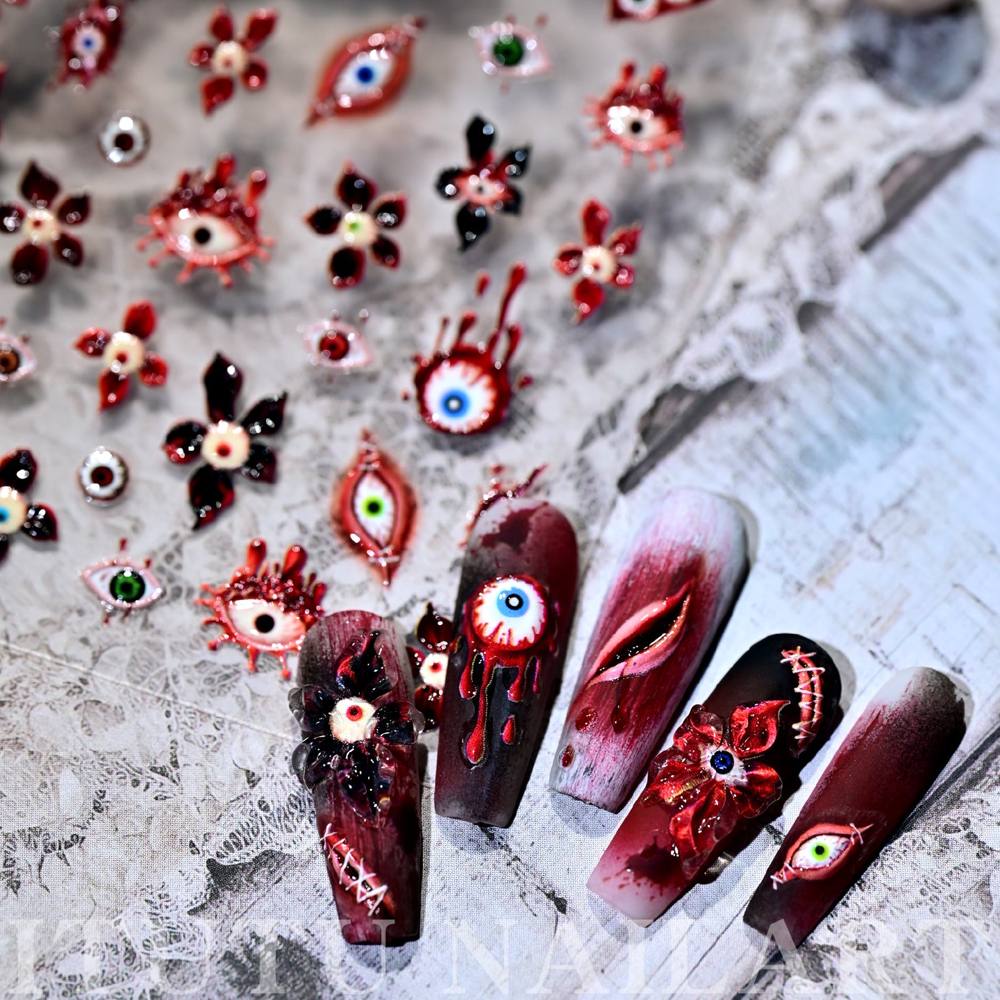 5D Bloody Eyeball Horror Nail Stickers | Creepy Goth Decals For Halloween