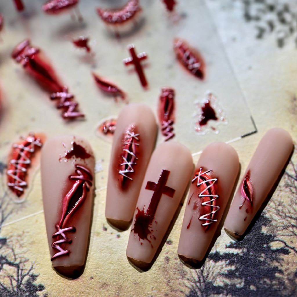 5D Bloody Eyeball Horror Nail Stickers | Creepy Goth Decals For Halloween
