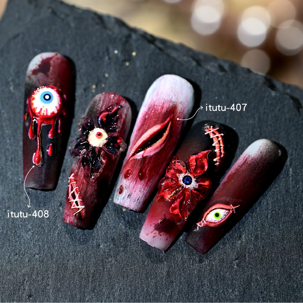 5D Bloody Eyeball Horror Nail Stickers | Creepy Goth Decals For Halloween