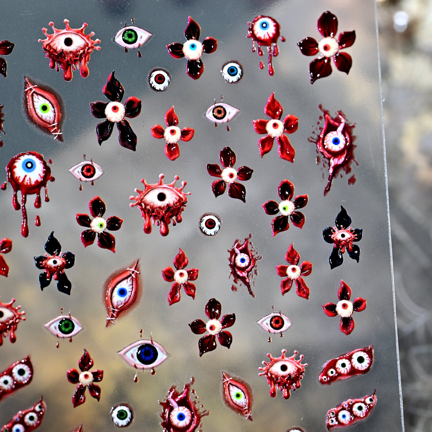 5D Bloody Eyeball Horror Nail Stickers | Creepy Goth Decals For Halloween