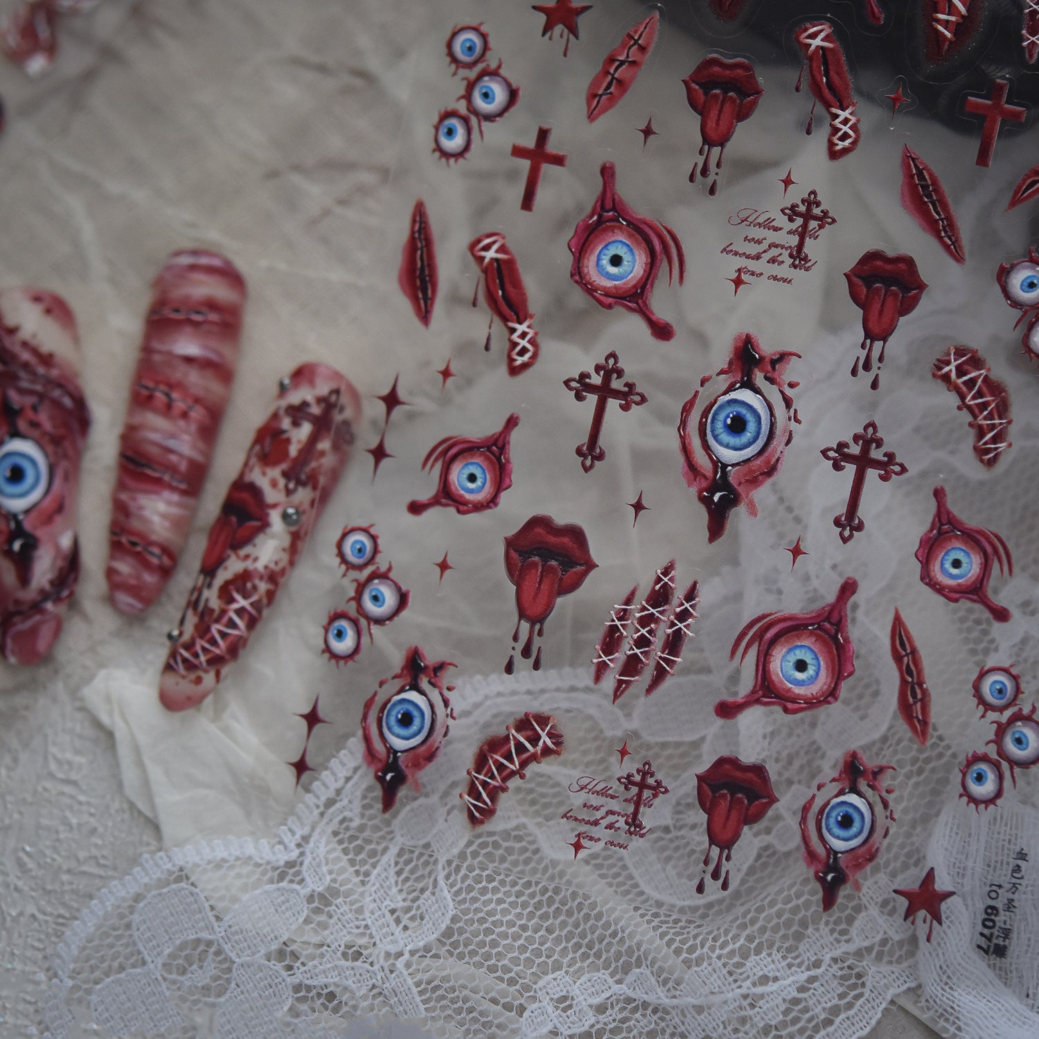 5D Bloody Eyeball Horror Nail Stickers | Creepy Goth Decals For Halloween