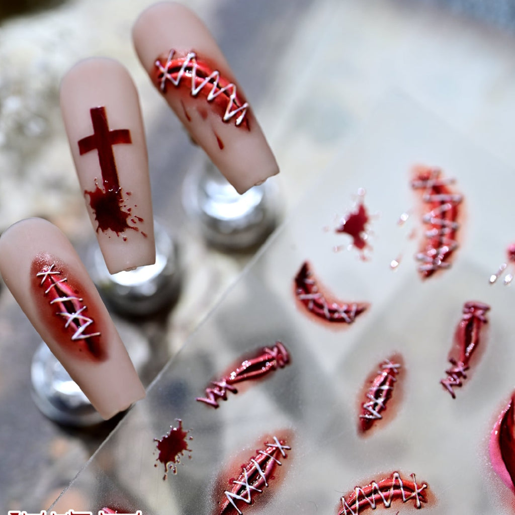5D Bloody Eyeball Horror Nail Stickers | Creepy Goth Decals For Halloween