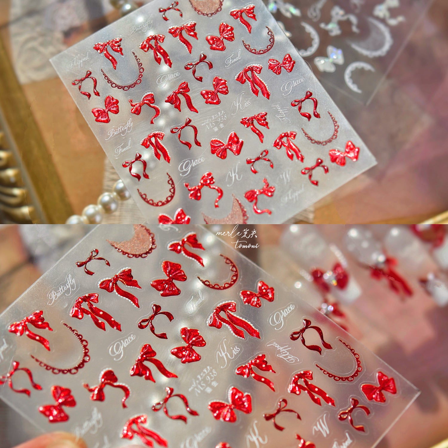 5D Bow Nail Stickers - Coquette Ribbon Embossed Nail Art Decals