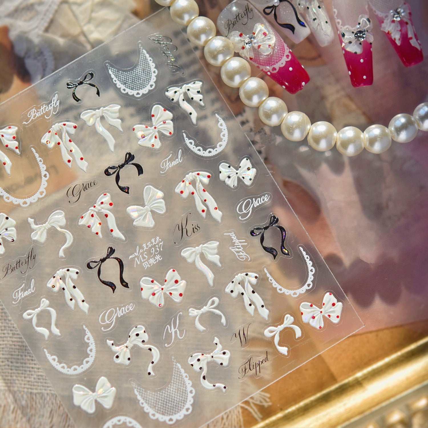 5D Bow Nail Stickers - Coquette Ribbon Embossed Nail Art Decals