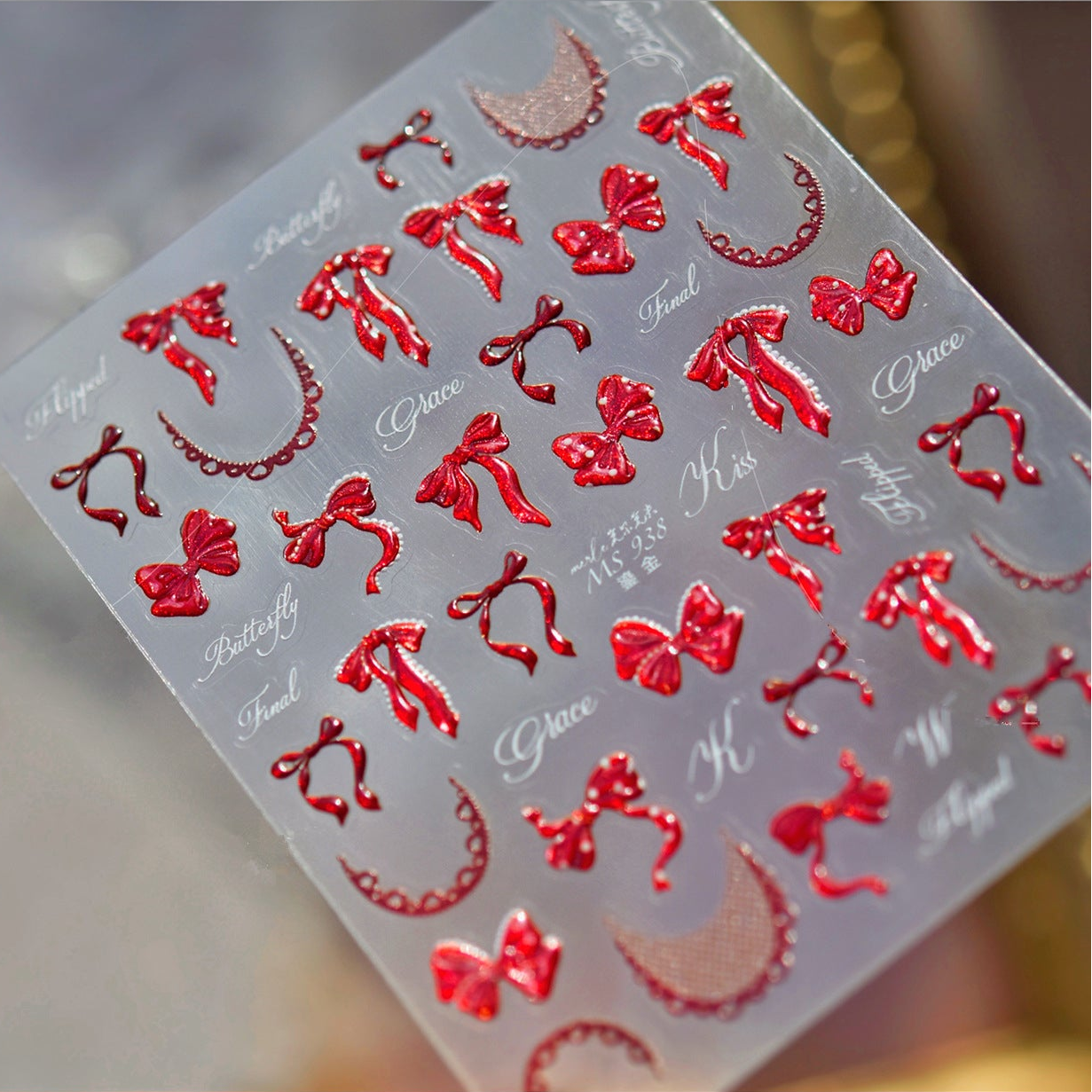 5D Bow Nail Stickers - Coquette Ribbon Embossed Nail Art Decals