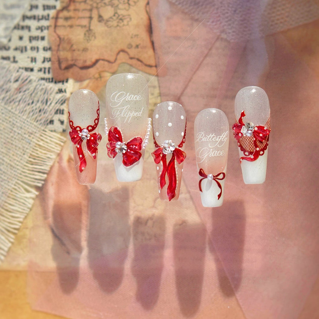 5D Bow Nail Stickers - Coquette Ribbon Embossed Nail Art Decals