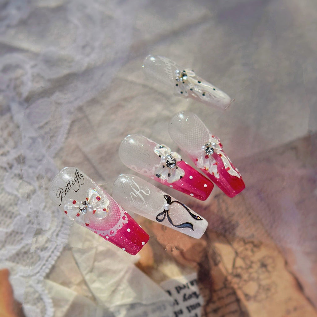 5D Bow Nail Stickers - Coquette Ribbon Embossed Nail Art Decals