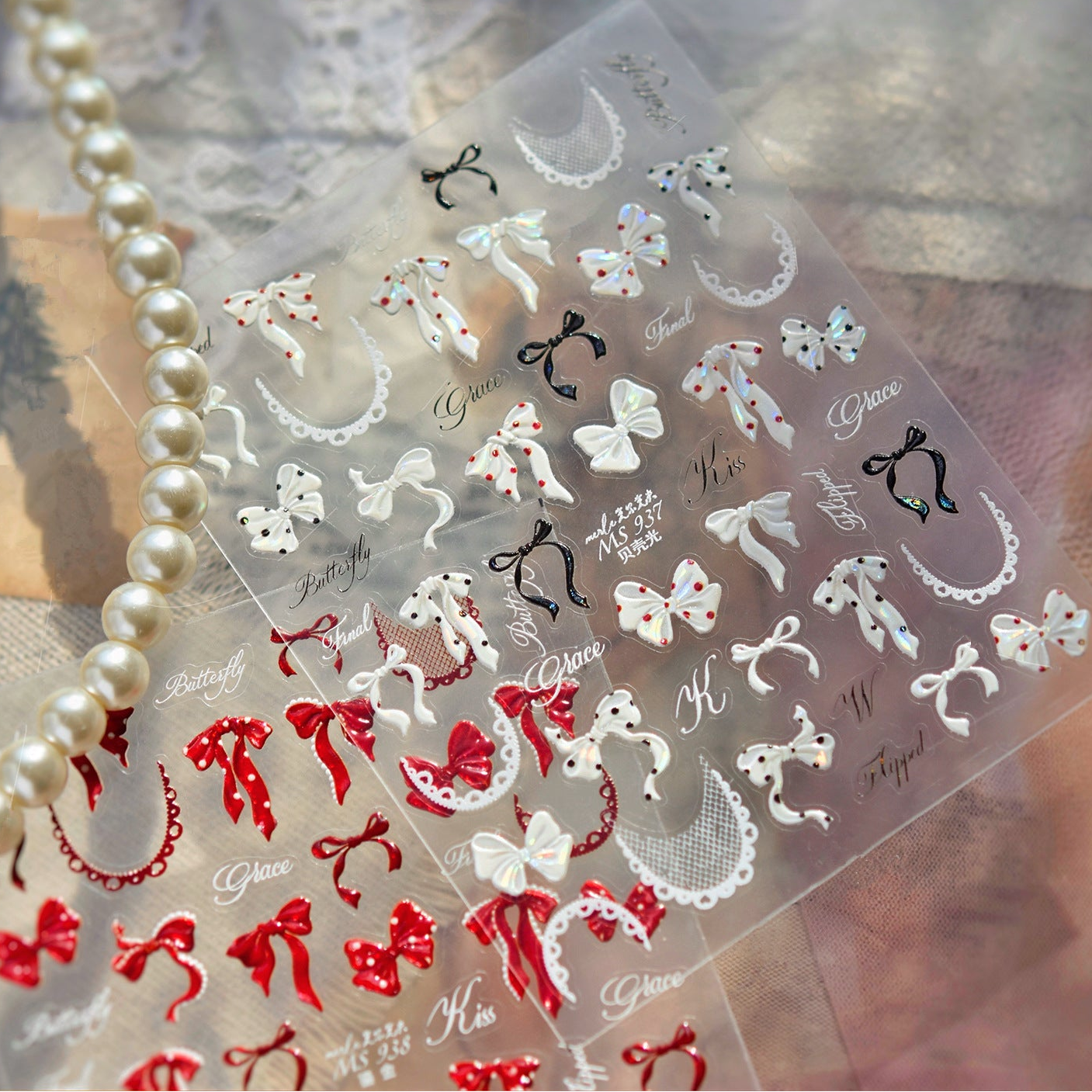 5D Bow Nail Stickers - Coquette Ribbon Embossed Nail Art Decals