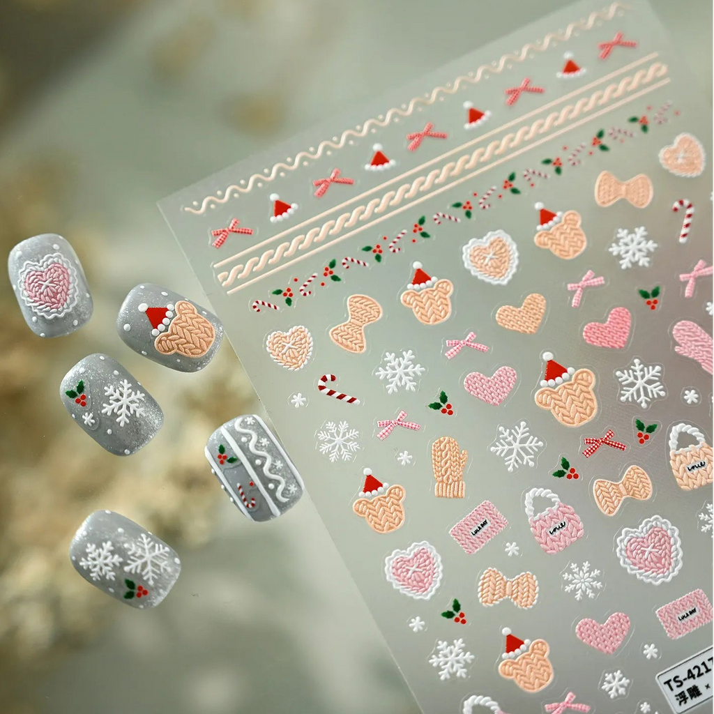 5D Christmas Knit Sweater Nail Stickers TS4217