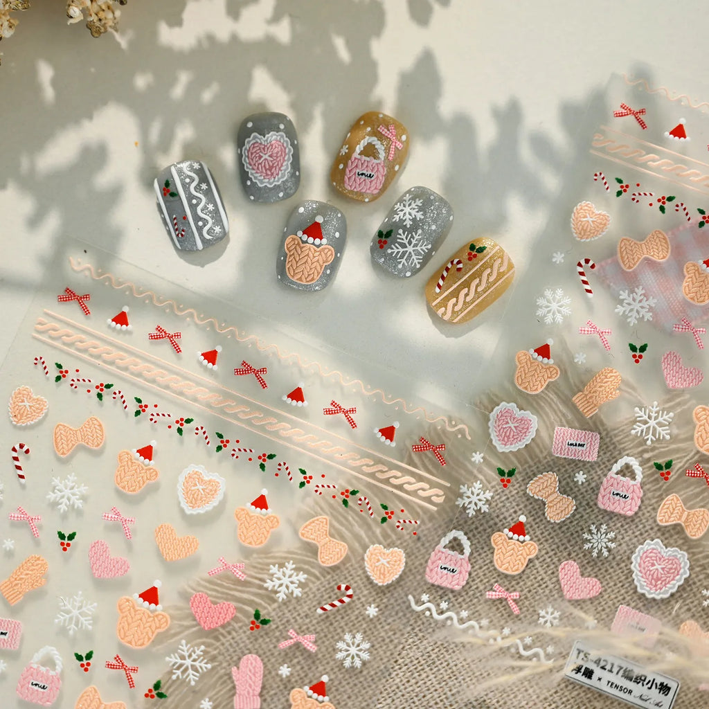 5D Christmas Knit Sweater Nail Stickers TS4217