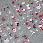 5D Christmas Nail Art Stickers Santa Claus Xmas Deer Adhesive Sticker Decals TS3256
