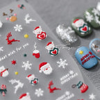 5D Christmas Nail Art Stickers Santa Claus Xmas Deer Adhesive Sticker Decals TS3256