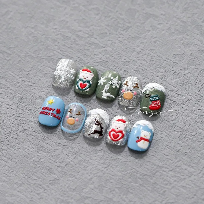 5D Christmas Nail Art Stickers Santa Claus Xmas Deer Adhesive Sticker Decals TS3256