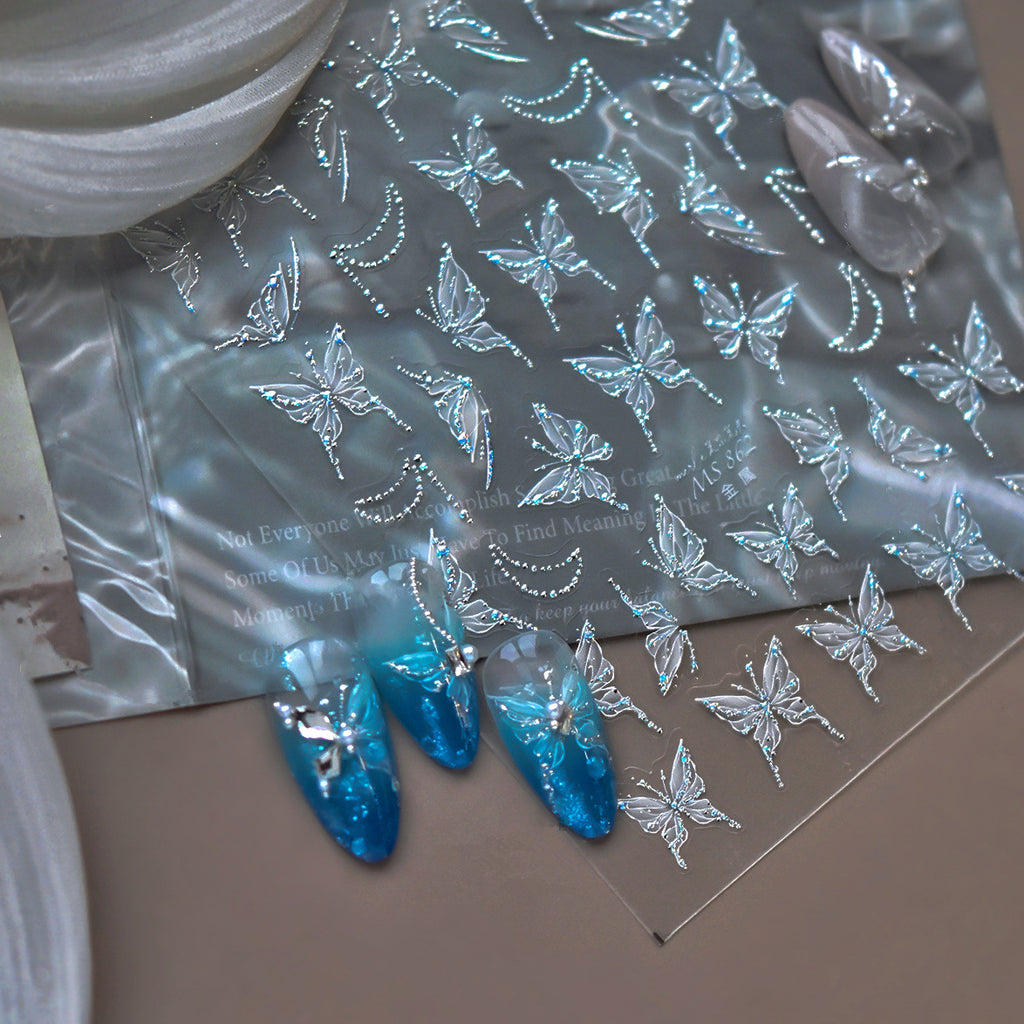 5D Chrome Butterfly Nail Stickers MS862