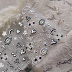 5D Chrome Gothic Heart Nail Stickers | Y2K Cyber Star & Bow Metal Nail Art Decals