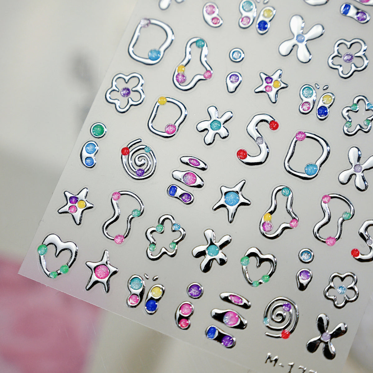 5D Chrome Heart Star Nail Stickers | Y2K Cyber Liquid Metal Decals