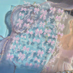 5D Coquette Bow Nail Stickers - Aurora Pink White Ribbon Decals 810