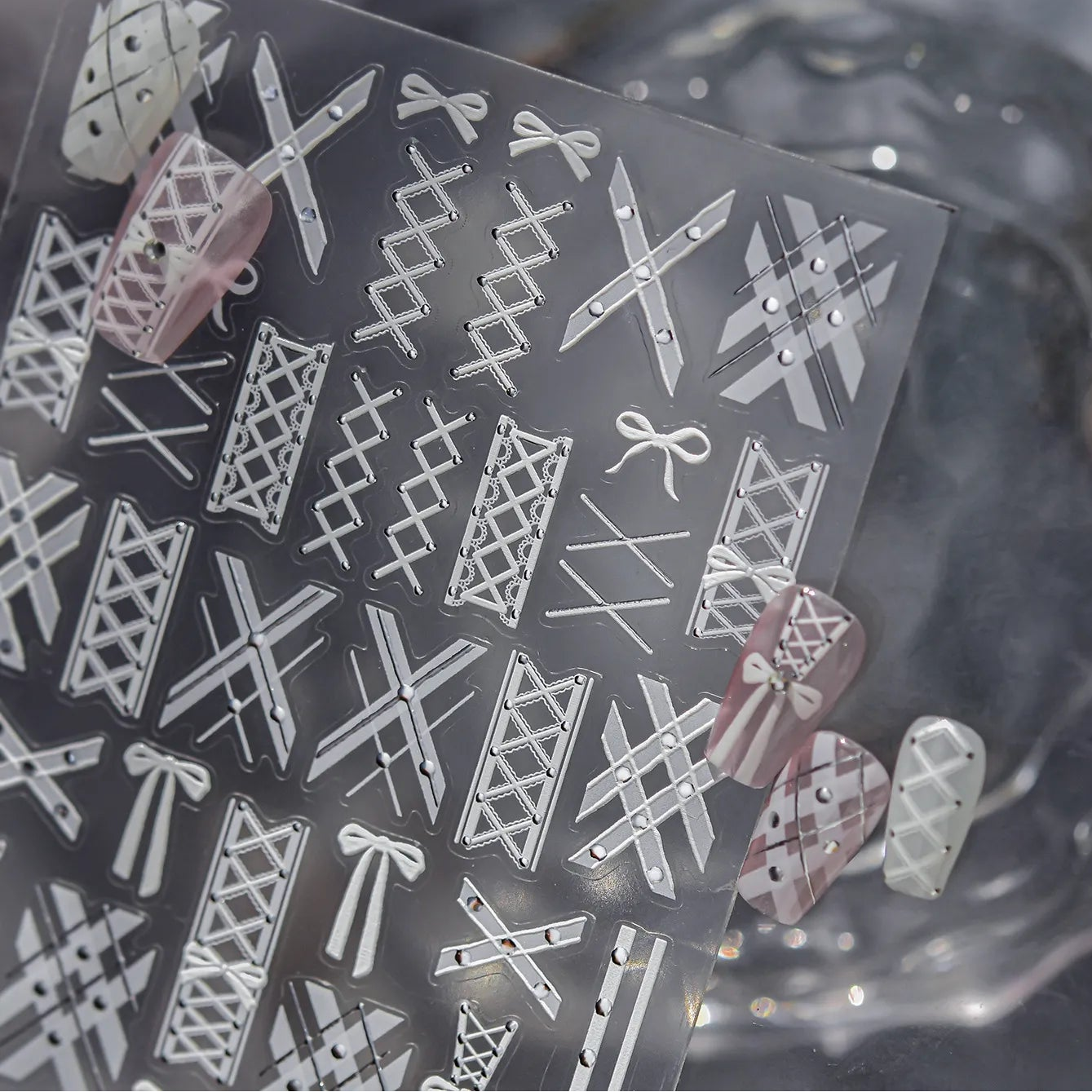 5D Coquette Bow Ribbon & Corset Nail Stickers 5396