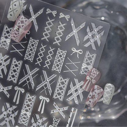 5D Coquette Bow Ribbon & Corset Nail Stickers 5396