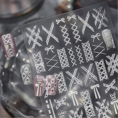 5D Coquette Bow Ribbon & Corset Nail Stickers 5396