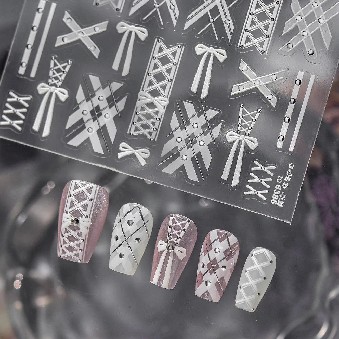 5D Coquette Bow Ribbon & Corset Nail Stickers 5396
