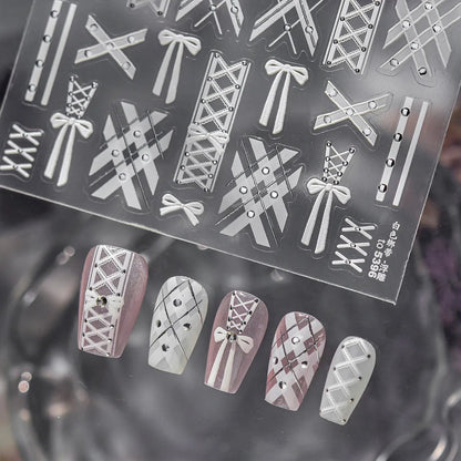 5D Coquette Bow Ribbon & Corset Nail Stickers 5396